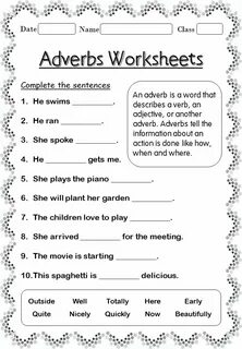 Adverbs worksheets