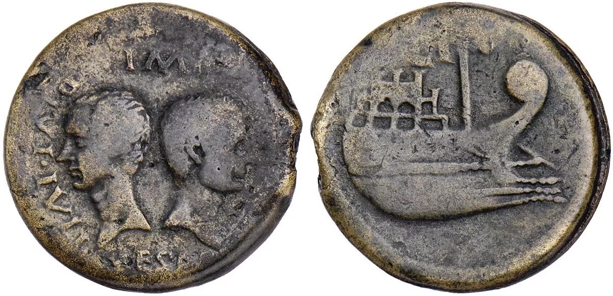 Римская монета с Цезарем. 44 год до н э