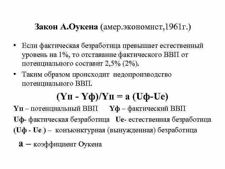 Закон Оукена потенциальный ВВП. Отставание фактического ВВП от потенциального формула. Величина отставания фактического ВВП от потенциального. Коэффициент Оукена потенциальный ВВП. Определите величину фактического ввп