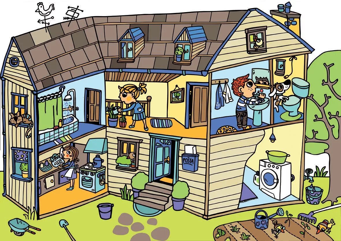 Where is funny. Describe a House. Домик соседи. Дом cartoon describe. House комната cartoon.