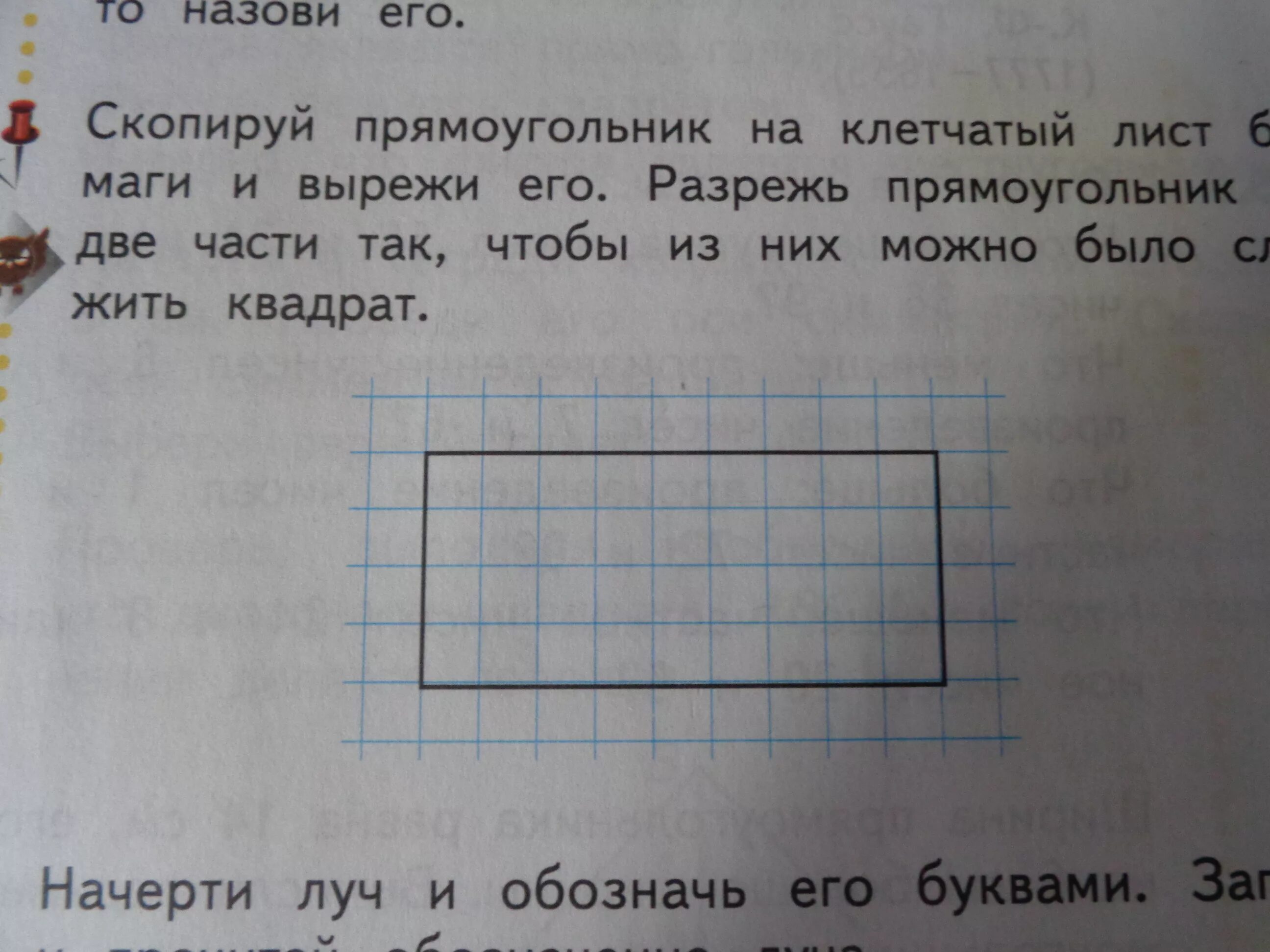 Скопируй прямоугольник на клетчатый лист бумаги. Разрежь прямоугольник на две части. Прямоугольник на клетчатой бумаге. Скопируй прямоугольник на клетчатый лист. Прямоугольник разрезали на 6 прямоугольников