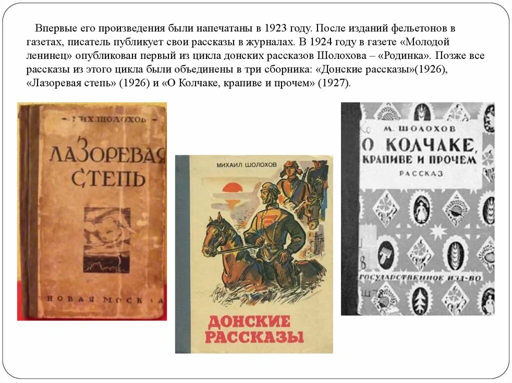 В 1923 году впервые были опубликованы его произведения. Юношеская правда 1923. Книги советских писателей о врачах. Шолохов юношеская правда 1923.