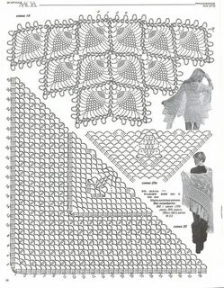 Подробное описание схем шалей крючком