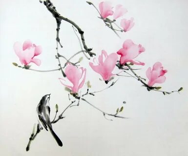 Китайская акварель цветы