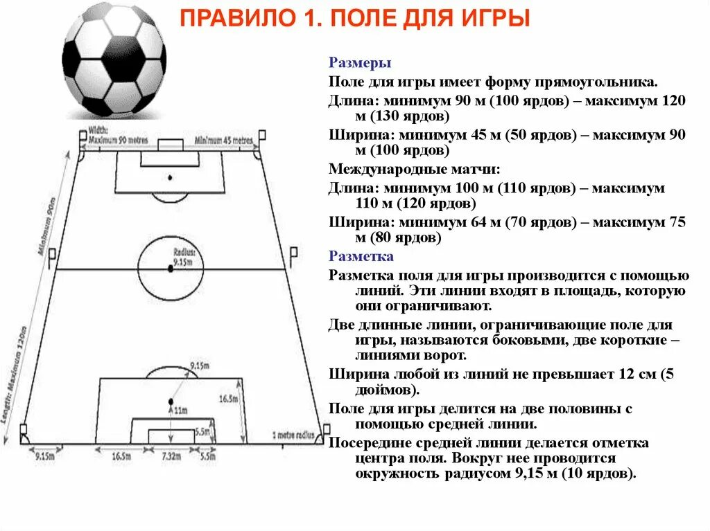 Сколько в футболе игроков в 1 команде. Размеры футбольного поля правило 1. Основные Размеры игрового футбольного поля:. Базовая схема футбольного поля. Размер футбольного поля для игры 8+1.