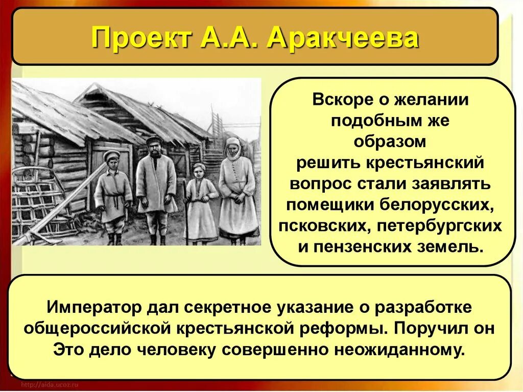 Крестьянский староста 8 б. Крестьянский проект Аракчеева. Проект крестьянской реформы Аракчеева. Аракчеев и крестьяне. Аракчеев о крестьянском вопросе.