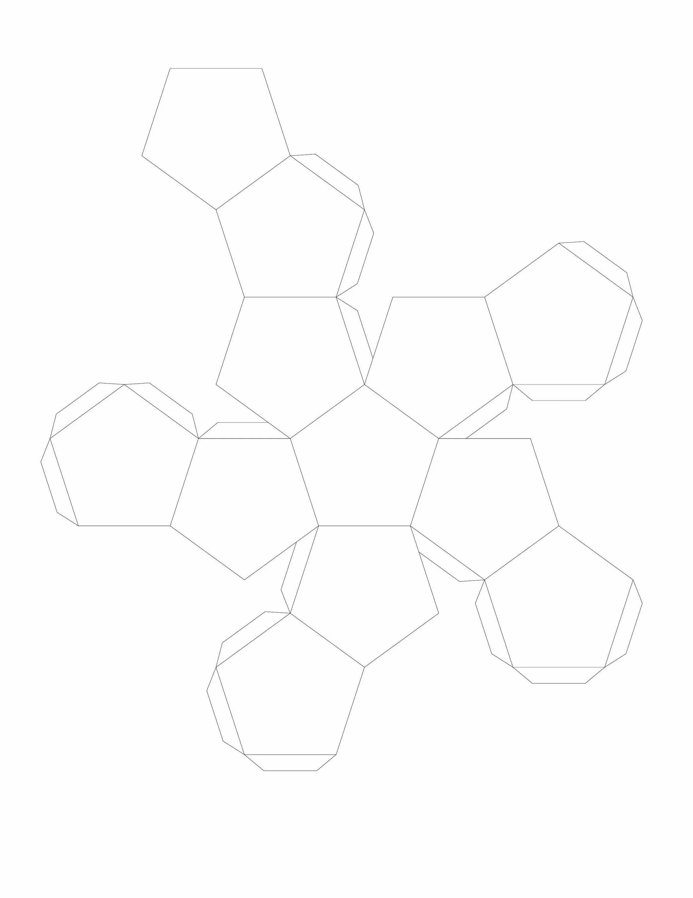 Правильный додекаэдр развертка для склеивания. Додекаэдр развертка. Развертка правильного додекаэдра. Трафарет додекаэдра.