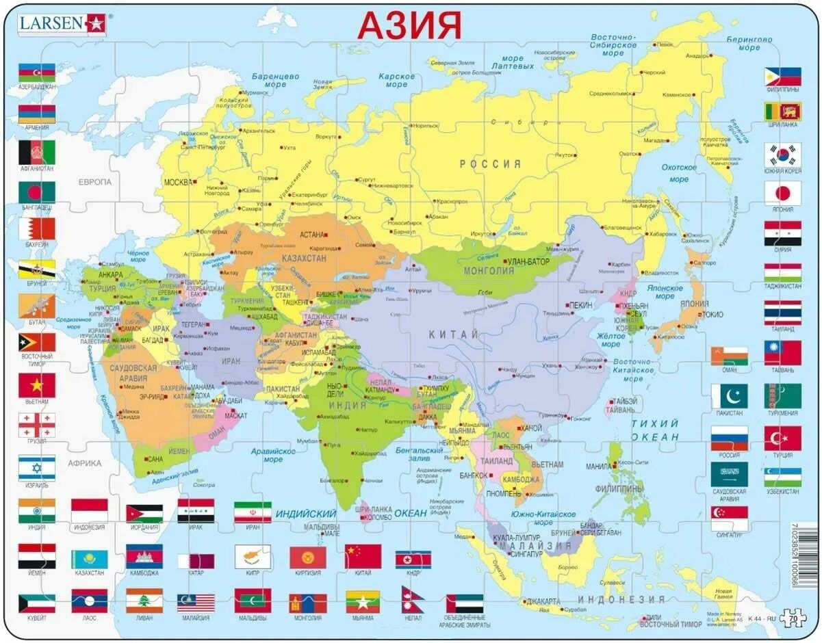 Какие страны находятся на материке евразия. Государства Азии на карте. Политическая карта Азии со странами на русском. Географическая карта Азии со странами. Политическая карта средней Азии со странами крупно.