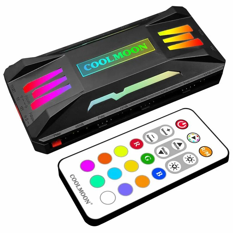 Coolmoon controller. Coolmoon rgb контроллер. argb контроллер для вентиляторов пк. argb кулер контроллер и пульт. pwm хаб с rgb.