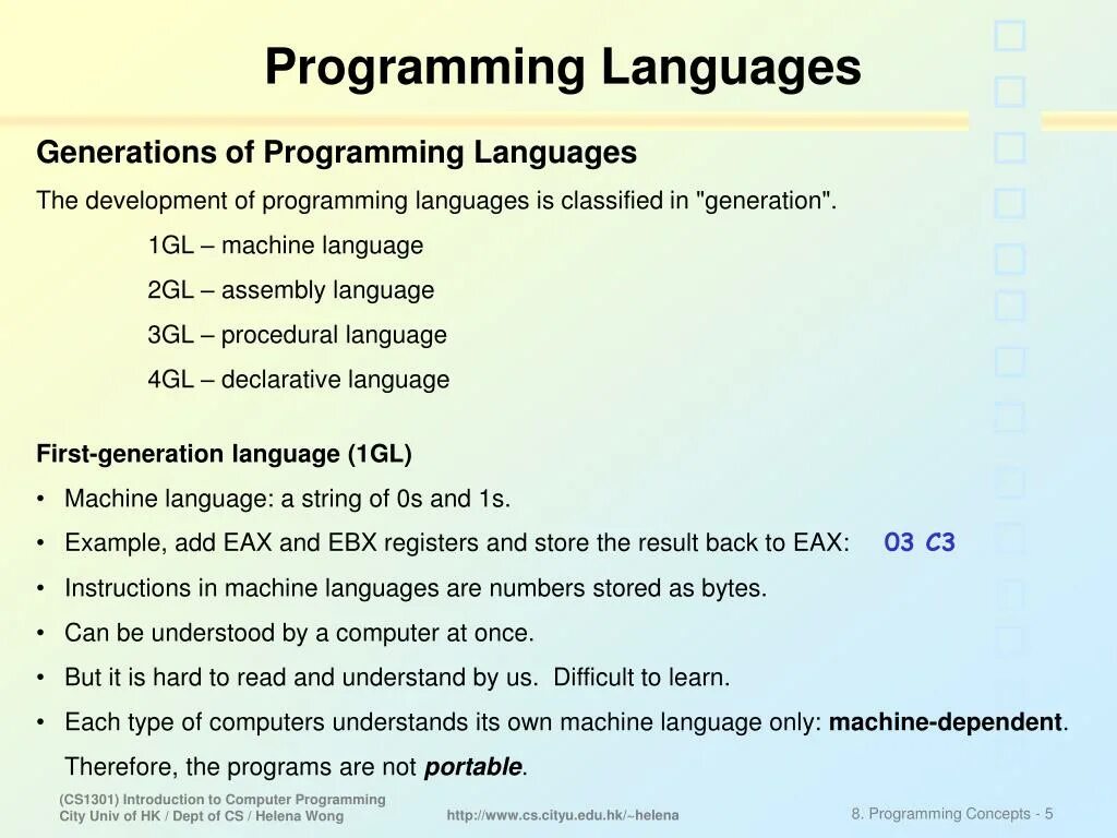 Machine language programming