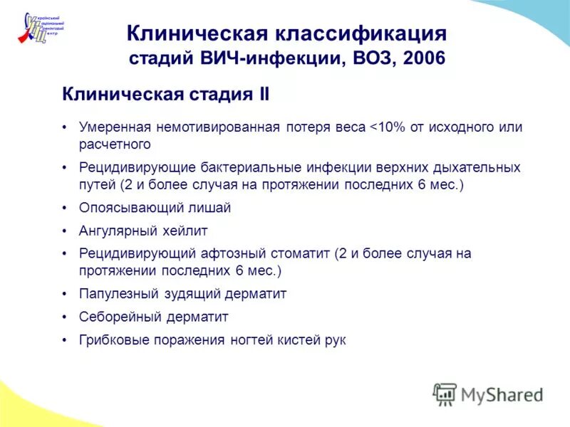 Вич клинические стадии