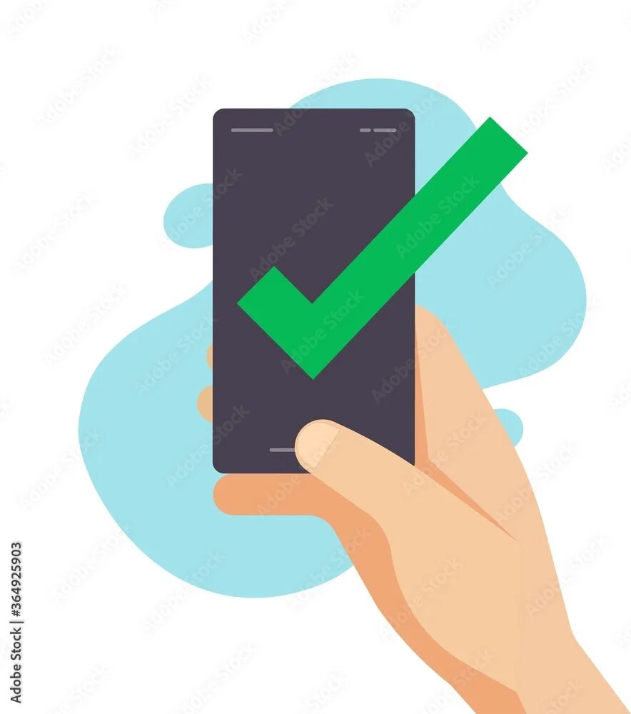 Проверено вектор. Список задач картинка. Сотовый телефон с зеленой галочкой на экране в руке как логотип. Check messages.