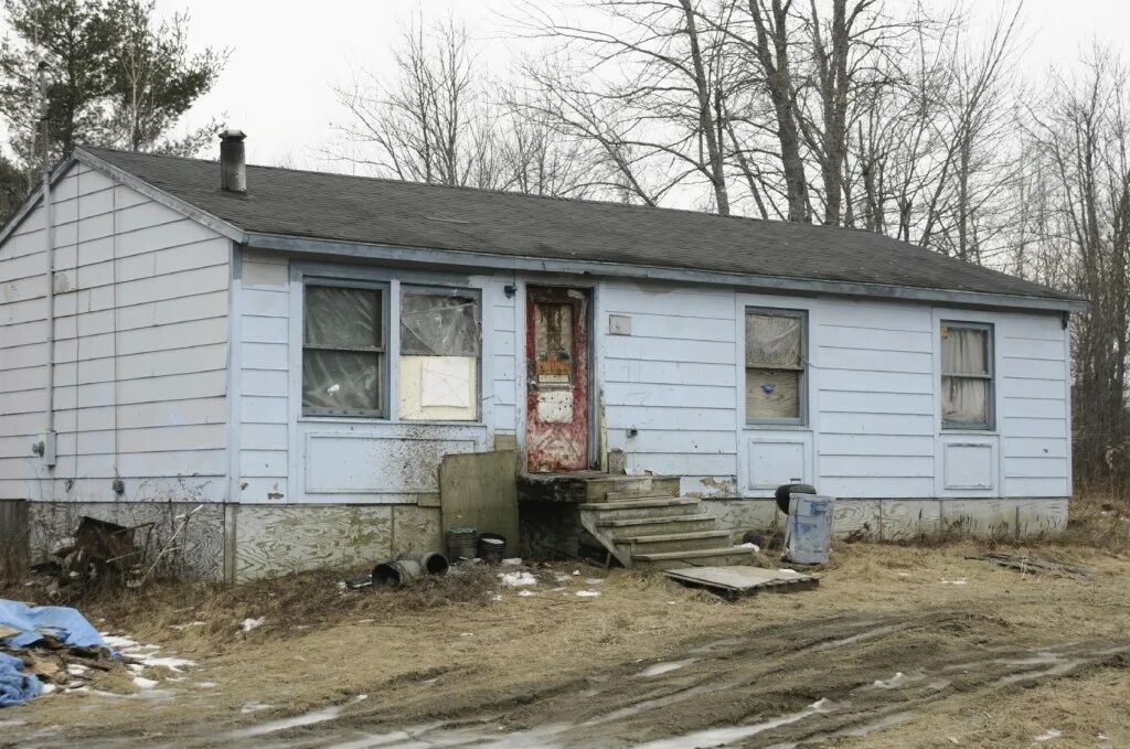 Run down area. Rundown house. run-down place. run down home. run-down building.