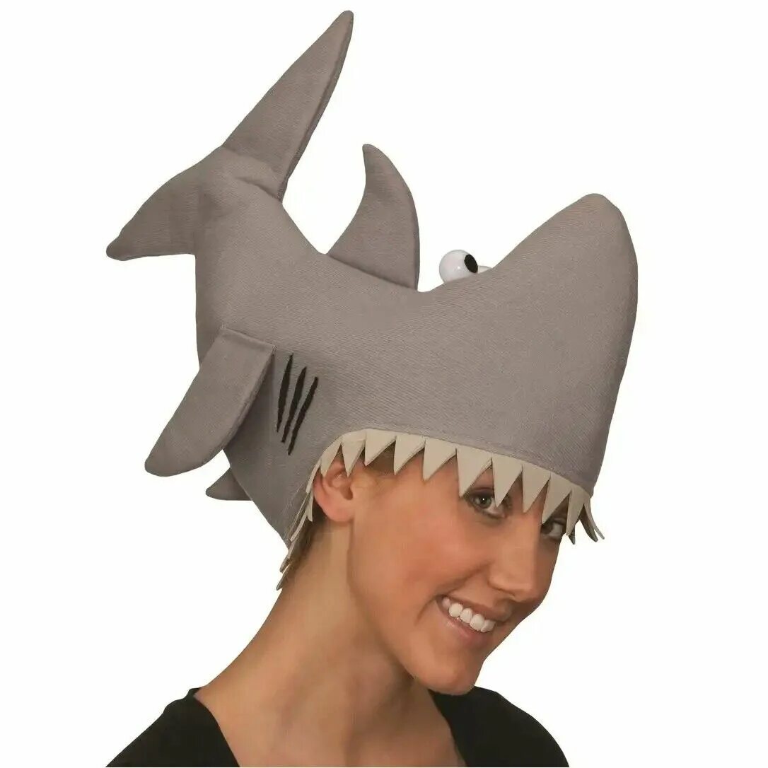 Животные шляпа. Шапка в виде акулы. Костюм акулы. Костюм акулы взрослый. Карнавальный костюм акула.