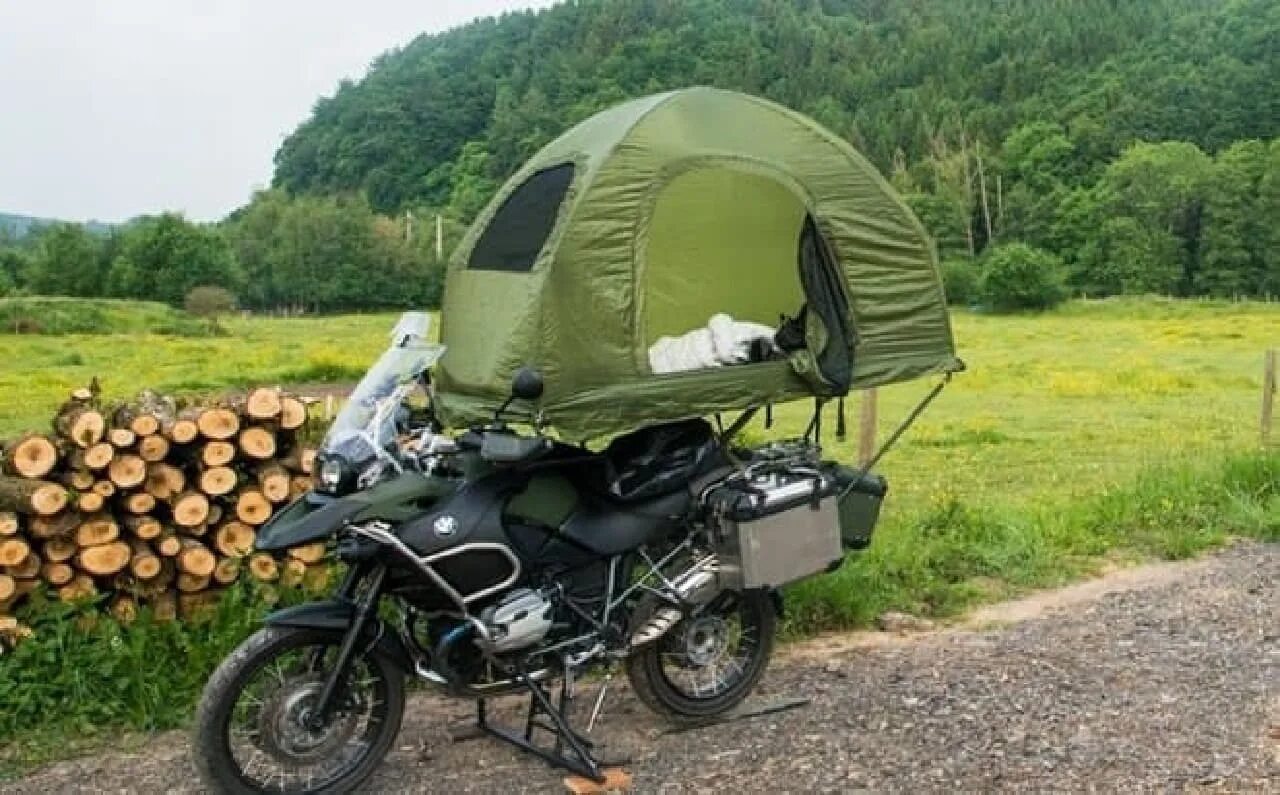 Мотоциклетная палатка Nomad 3. BMW GS 1200 С коляской. Тент на мотоцикл Урал. Путешествие на мопеде. Тент для мотоцикла