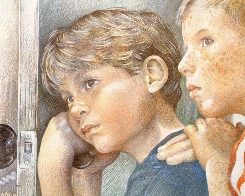 Картина два мальчика. Мальчики в живописи. Картины художников с детьми. Подросток иллюстрация.