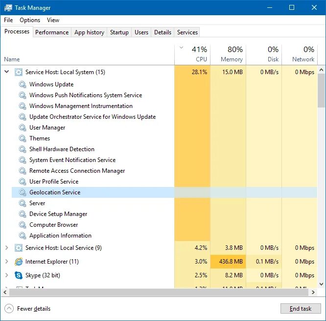 Windows 10 загрузка процессора 100. Windows 10 task manager cpu 100%.