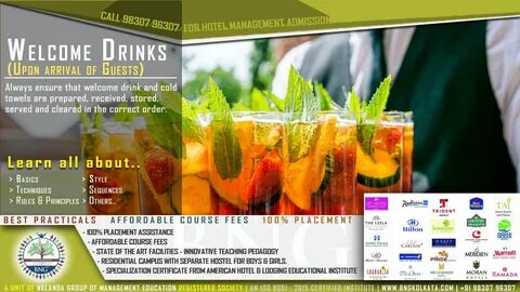 Welcome Drinks BNG Hotel Management Institute.