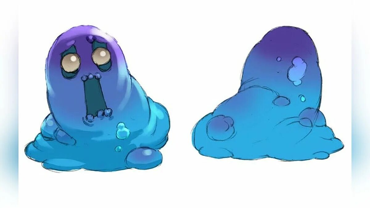 слизь нарисованная. мультяшный персонаж слизень.