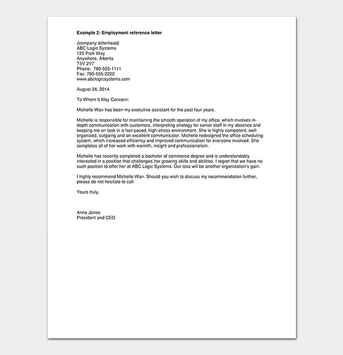 Reference Letter example. Reference Letter example for Employee. Reference Letter Sample. Employment reference Letter example. Reference example