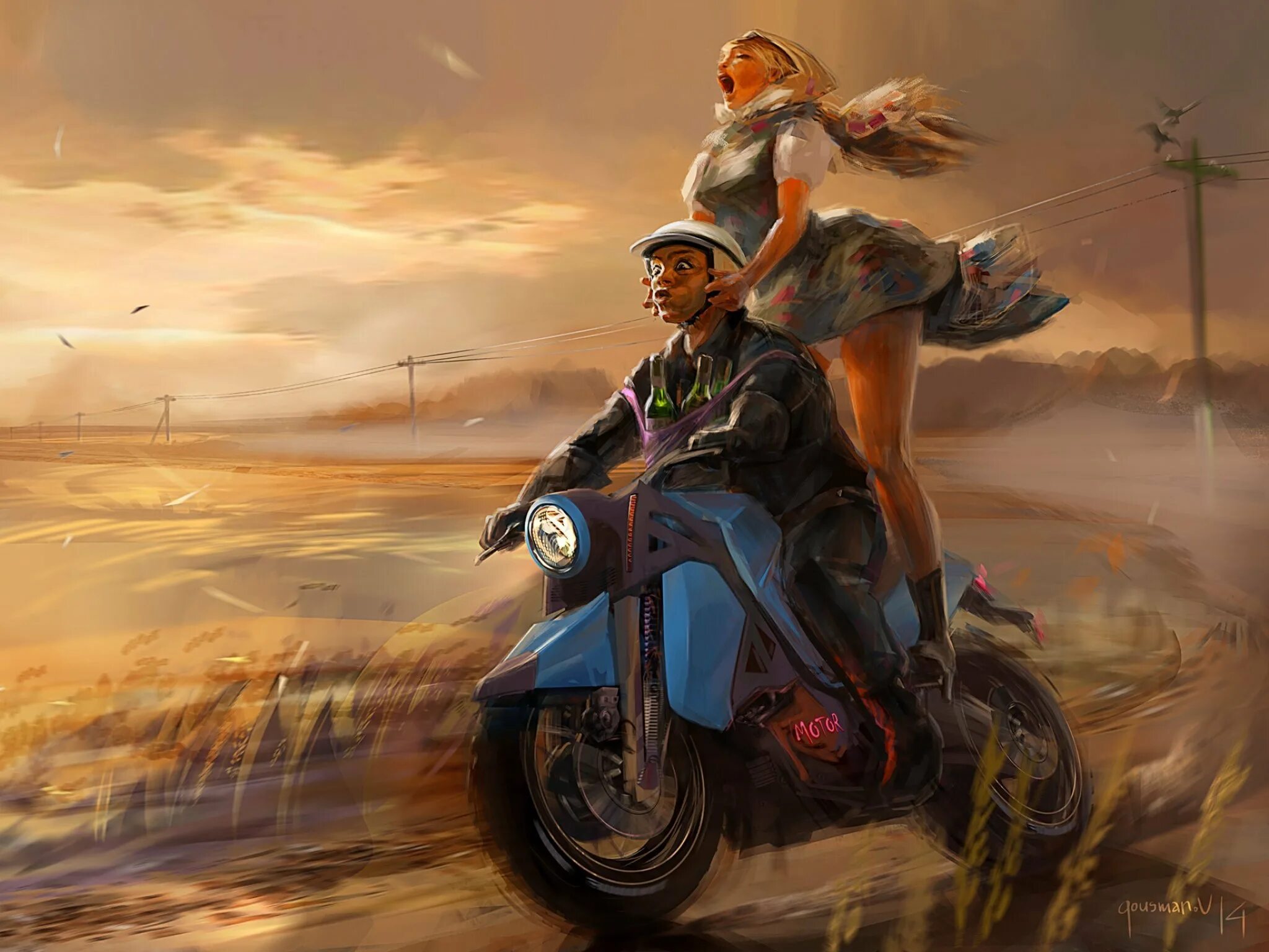 Девушка на байке арт. Девушка на мотоцикле. Байкеры живопись. Пейзаж с мотоциклом. Что такое беспечный