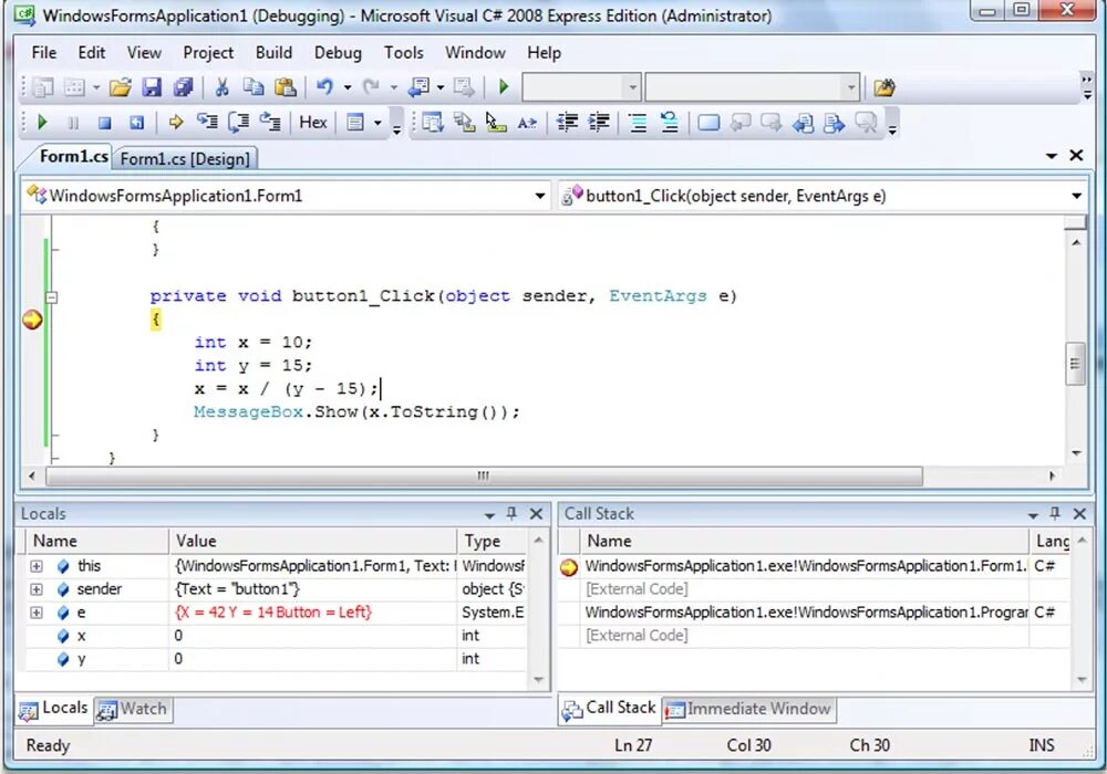 Точка останова в visual studio. Visual studio окно отладки. как запустить программу в visual. как делат ьотладку с точками остановы. результат в окне отладки.