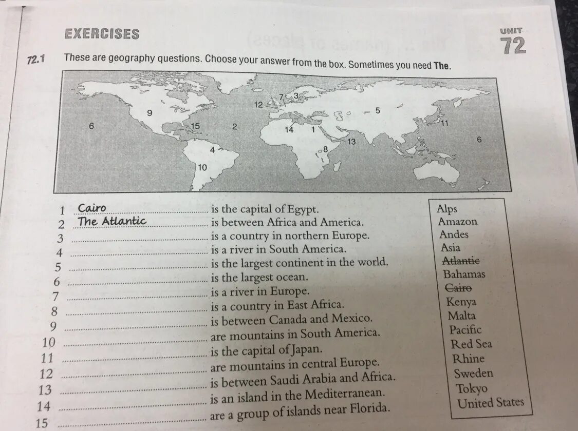 These are Geography questions choose your answer from the Box sometimes you need the ответы. Answer these Geography questions choose from the Box use the if necessary Unit 73 ответы. Unit 73 exercises 73.1 ответы. Geography questions. The country across the ocean контрольная