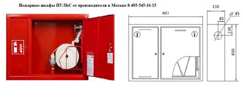 Размеры встроенных пожарных шкафов