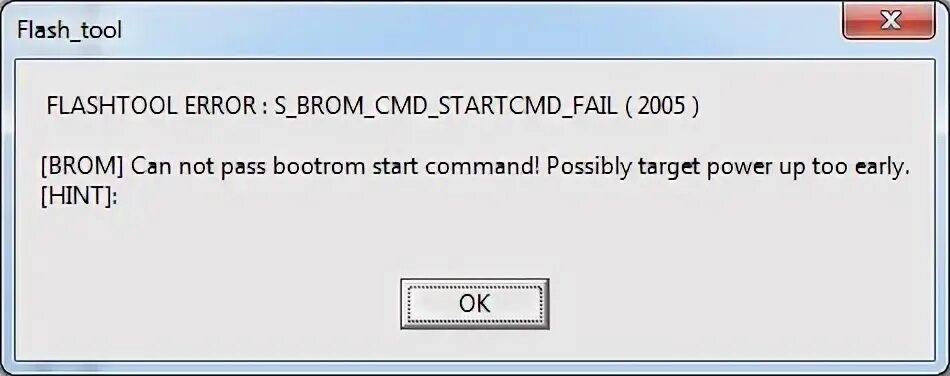 Error status Brom cmd start cmd fail needed(0xc0030012). Brom cmd fail