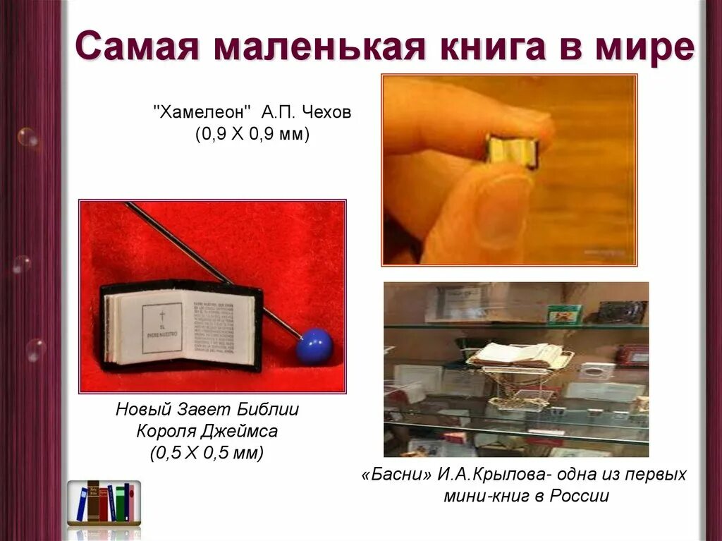 Самая маленькая книга. Самая маленькая в мире книга хамелеон а.п Чехова. Самая маленькая книга в мире. Самая маленькая книга в мире фото.