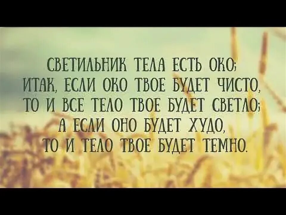Я твое тело. Все твои буду тела. Все твои буду тела. Если око твое чисто то всё тело светло. Все твои буду тела.