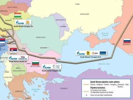 Газопровод южный поток на карте