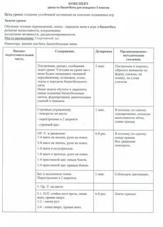 План конспект занятия по физической подготовке