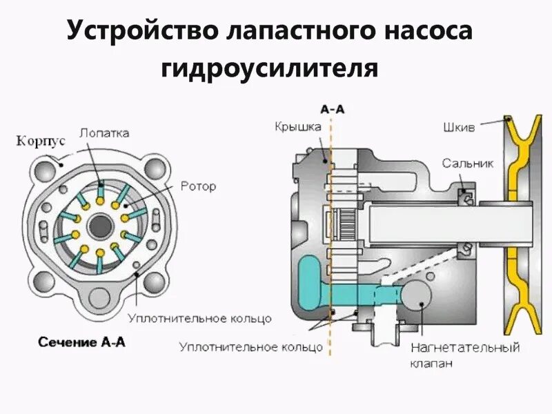 Гудит новый насос. Насос гидроусилителя руля Форд фокус 2 схема. Принцип работы насоса ГУР. Как устроен насос ГУР автомобиля. Принцип работы насоса гидроусилителя руля.