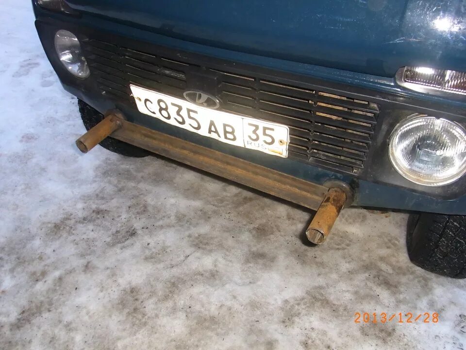Силовой бампер.Часть1 подрамник для лебедя - Lada 4x4 3D, 1,7 л, 2000 года своим