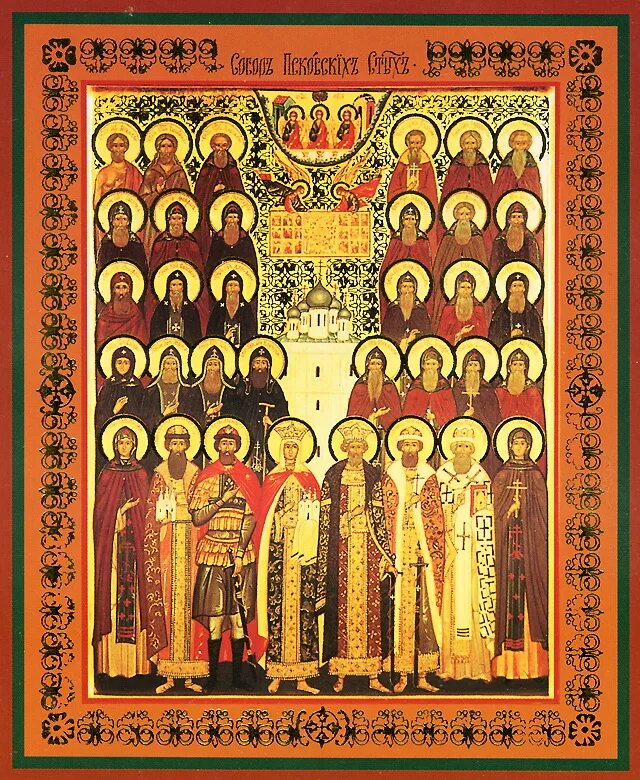 Все святые молите. Икона собора преподобных отцов Псково-Печерских святых.