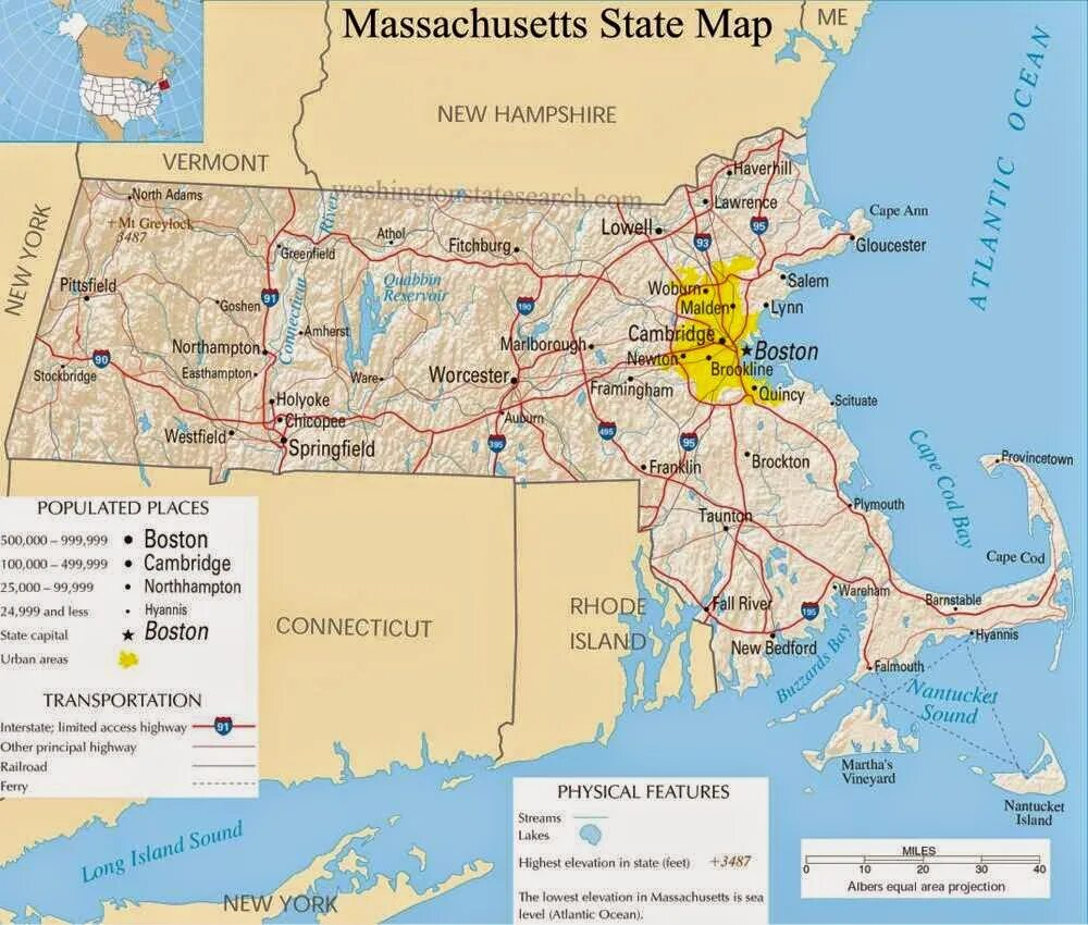 Штат Массачусетс на карте США. Штат Массачусетс на карте. Бостон на карте США. Массачусетс на карте Америки.