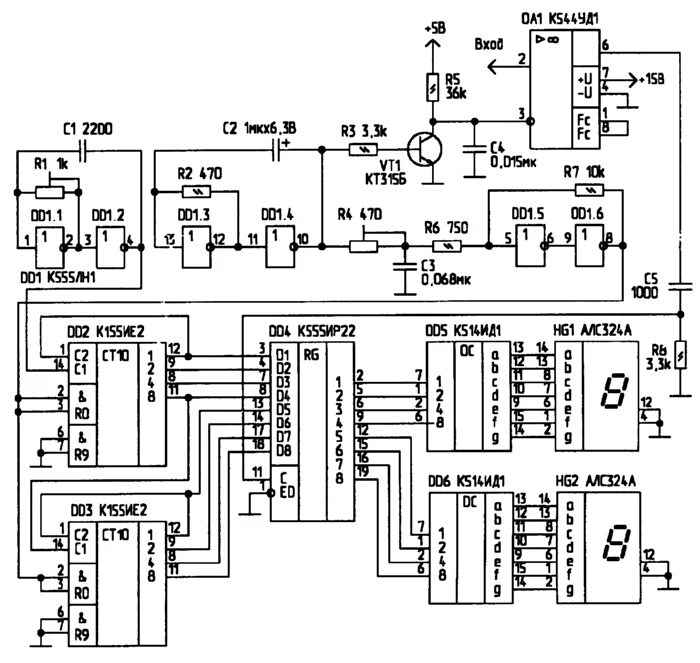Цифровые устройства схемы. Частотомер на микросхемах к561. Схема цифрового счетчика импульсов. Частотомер на 176. Часы на микросхемах к561.