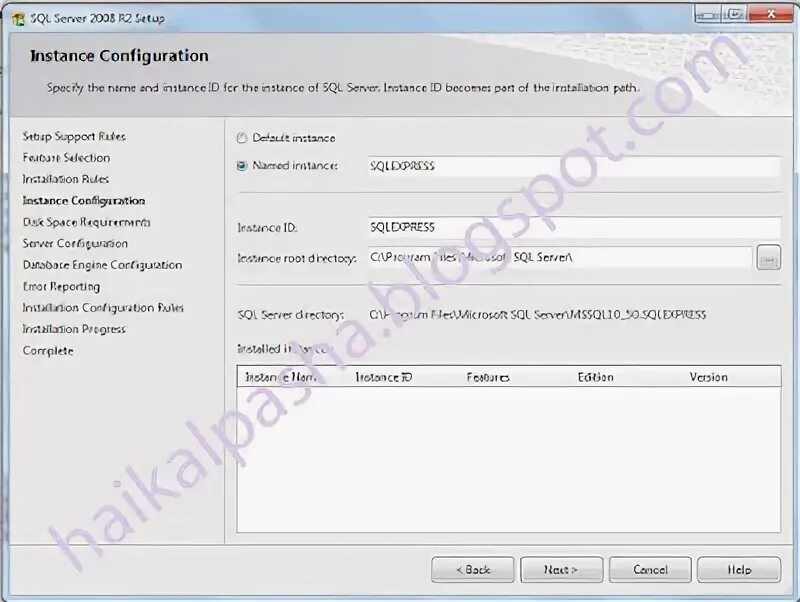 Instance configuration. Instance configuration