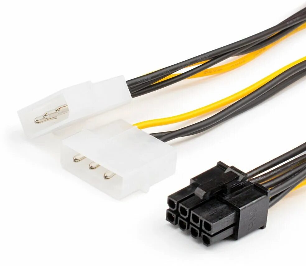 кабель no name 6pin-2 x 6+2pin. кабель atcom pci-e 8-pin - 2 x 3-pin molex (at8604) 0. питание 2 пин. 15 м. Gembird cc-psu-81.