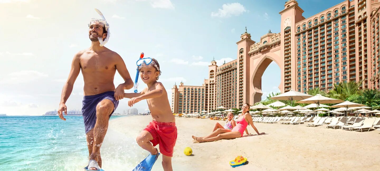 Семейный отель Atlantis the Palm 5. Атлантис Дубай пляж. Отель Атлантис Дубай. Каникулы в ОАЭ. Туры в оаэ в мае