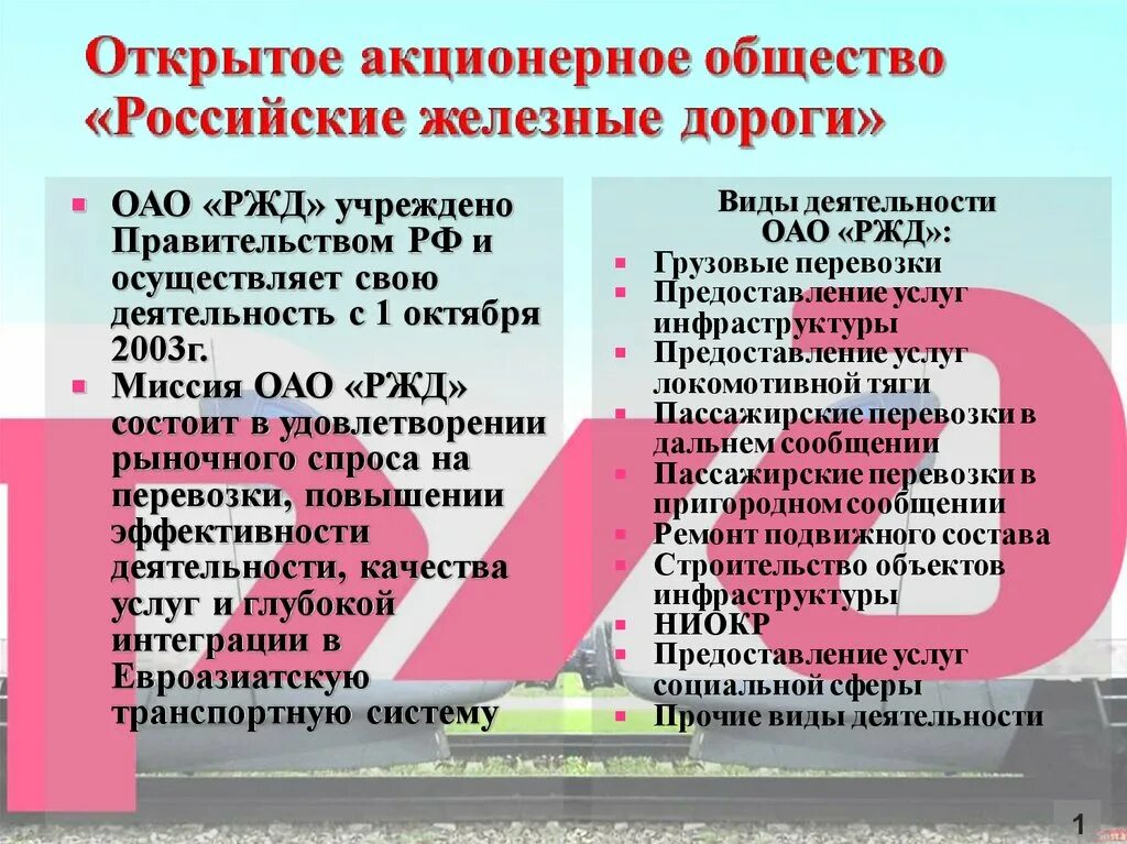 Акционерное общество РЖД. Открытое акционерное общество российские железные дороги. Сфера деятельности РЖД. Виды деятельности ОАО РЖД.