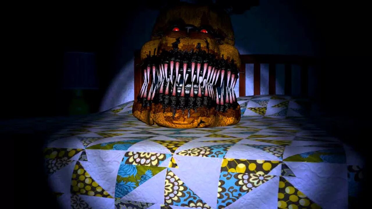 Игру 5 ночей с фредди 4. ФНАФ 4 геймплей. Кошмарный Фредди скример. Five Nights at Freddy's 4 геймплей. FNAF 4 кровать.