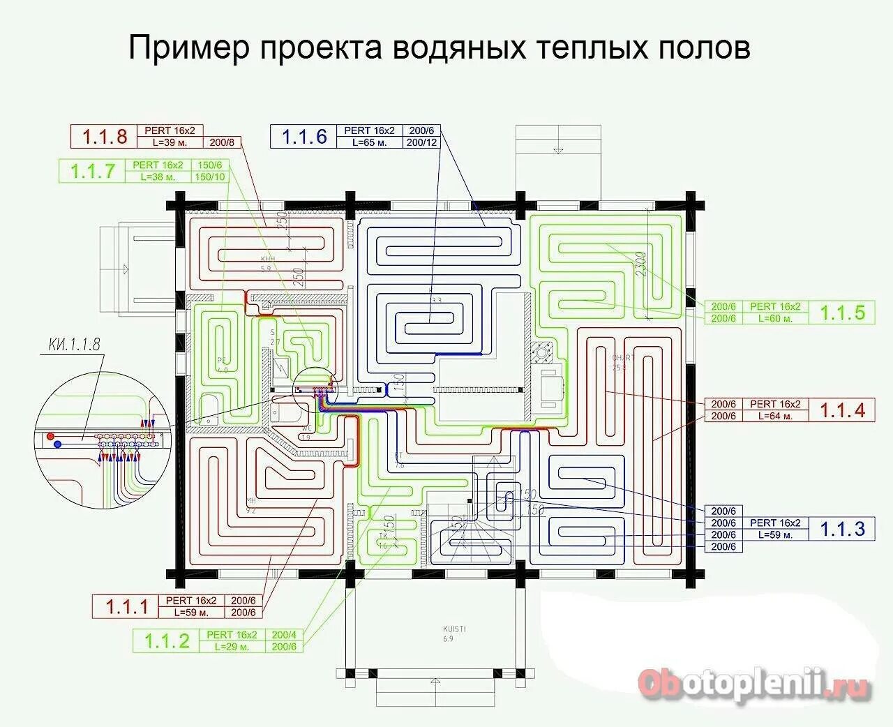 Калькулятор трубы на теплый пол. Максимальная длина теплого пола 1 контура.