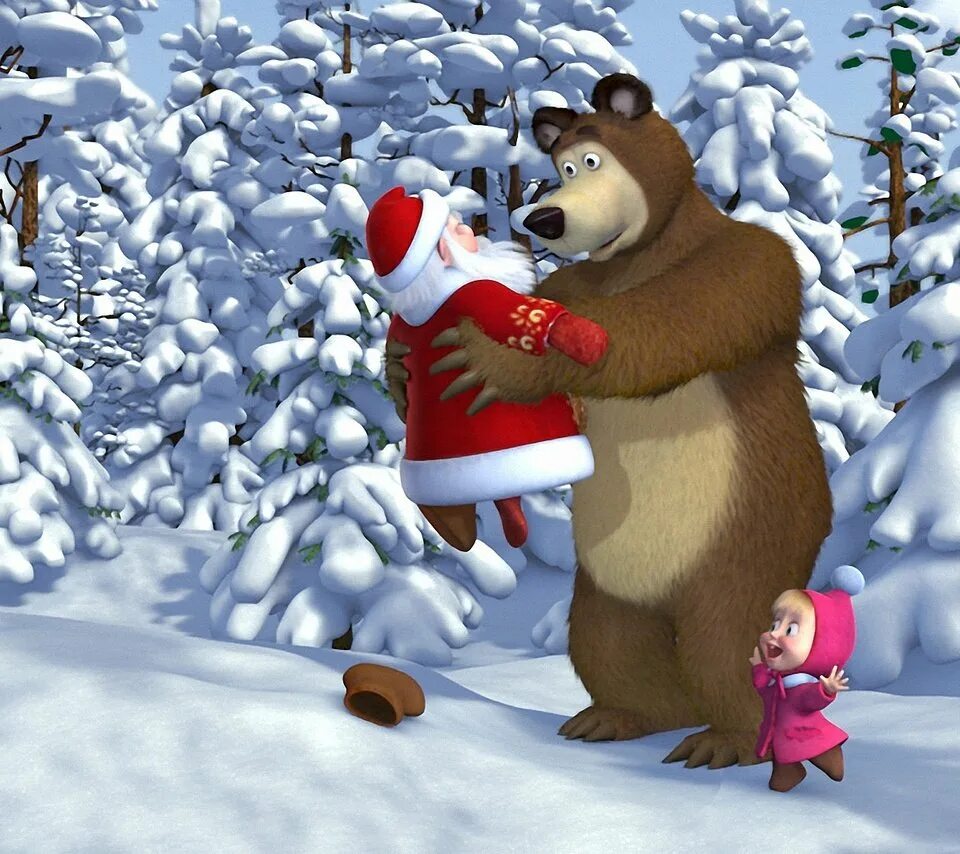 Маша и медведь кто сегодня дед мороз. Маша и медведь новый год. Новогодний медведь. Маша и медведь обои.