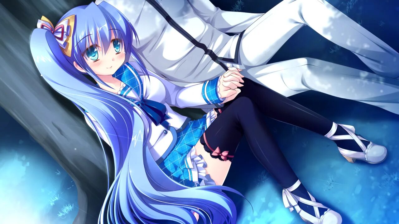 Девушка с синими волосами и хвостом игра. Megami no Shuuen. HHG Megami no Shuuen.