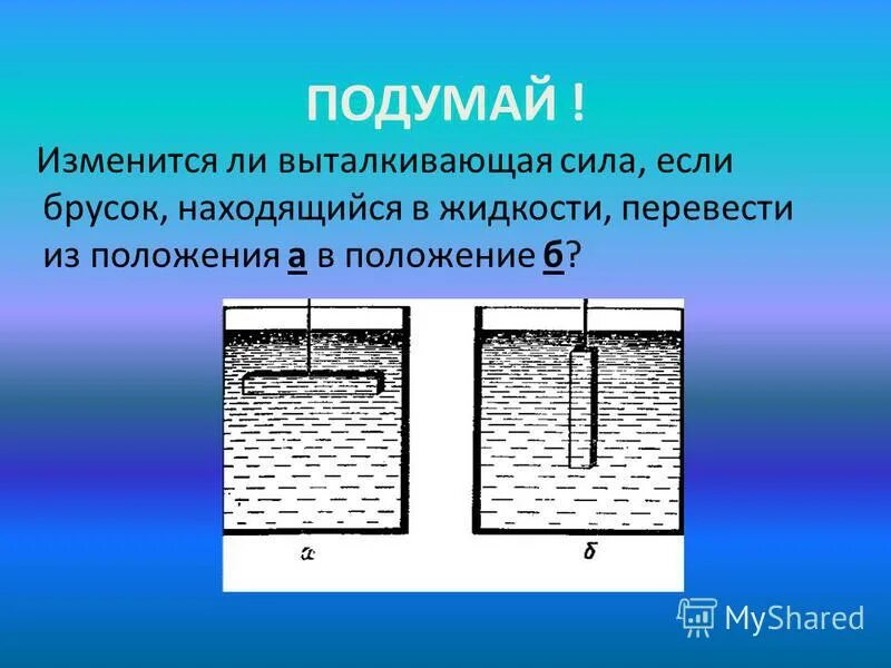 Как меняется выталкивающая сила. Выталкивающая сила действующая на брус. Как найти силу выталкивания в жидкости. Как меняется выталкивающая сила. Выталкивающая сила.