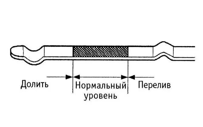 Уровень масла на щупе норма