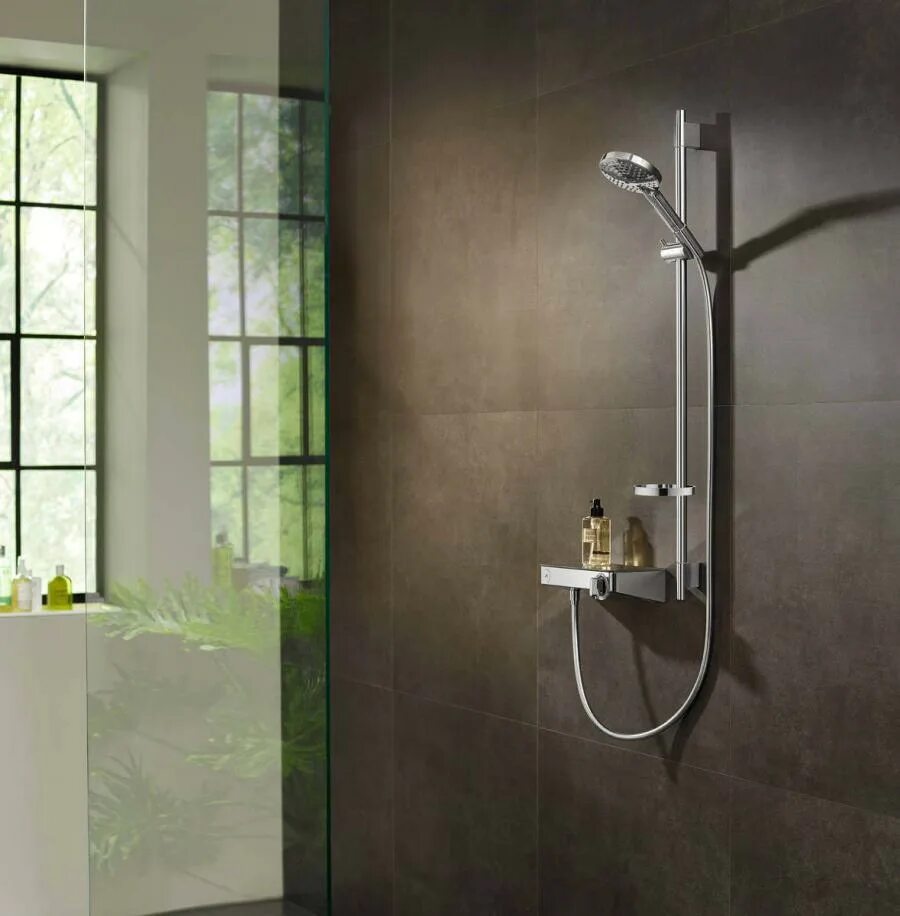 Hansgrohe SHOWERTABLET select. 26014000 Hansgrohe. ПУРАВИДА душевая система. Душевые смесители Hansgrohe. Установка тропического душа без смесителя