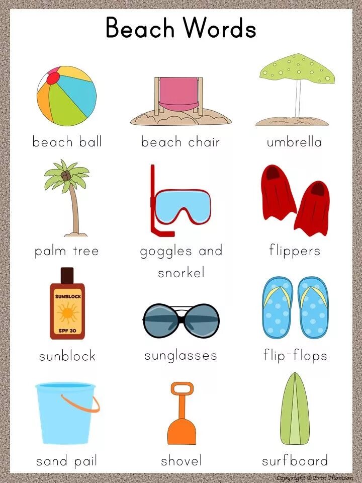 Пляж на английском языке. Beach Vocabulary for Kids. Summer слово на английском языке. Пляж на английском. Лексика пляж на английском.